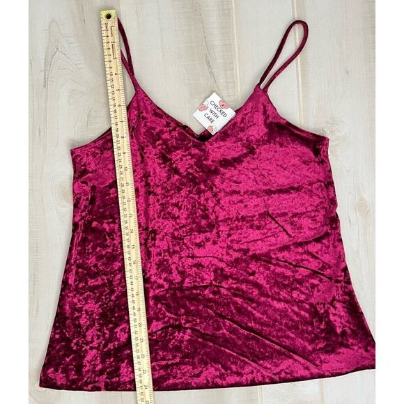 E. Luna Crushed Velvet Cami Tank Top Red Women’s Sz S Spaghetti Strap Y2K - Picture 7 of 8